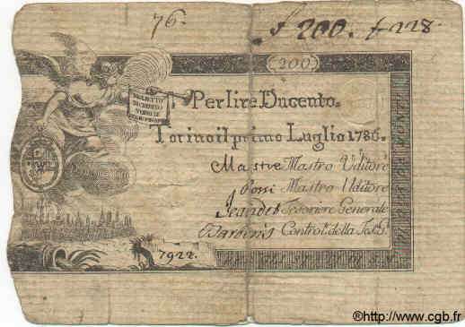 200 Lires ITALIEN  1786 PS.123 S