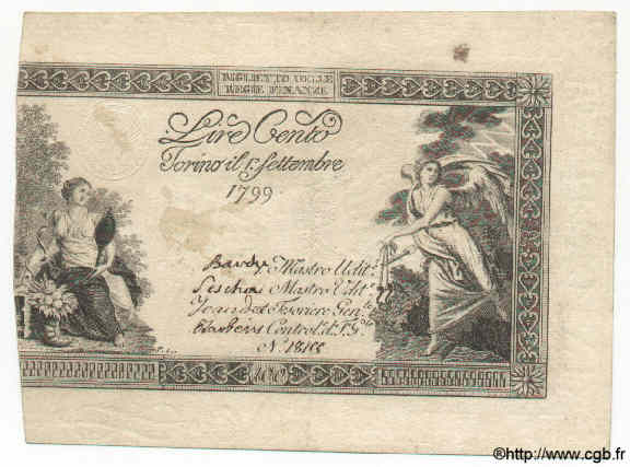 100 Lires ITALY  1799 PS.152 VF+