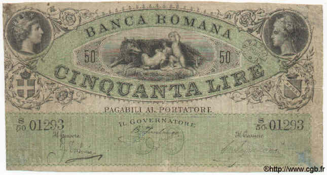 50 Lires ITALIA  1890 PS.276var MB