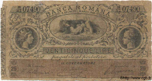 25 Lires ITALY  1883 PS.281 G