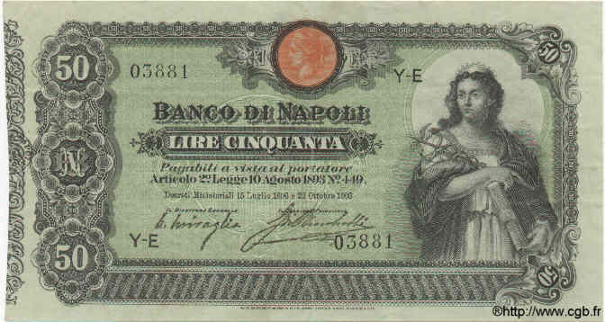 50 Lires ITALY  1903 PS.391b VF - XF