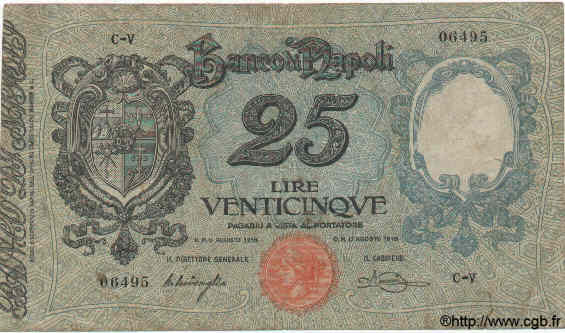 25 Lires ITALIA  1918 PS.401a BC