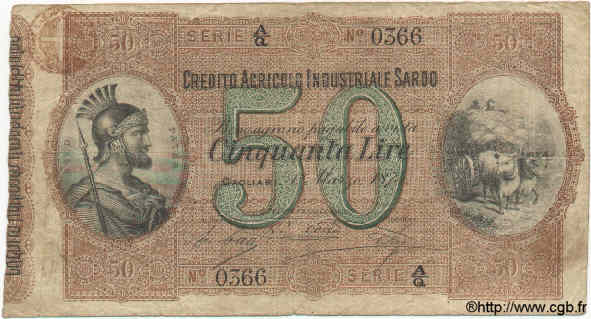 50 Lires ITALIA  1874 PS.927 BC