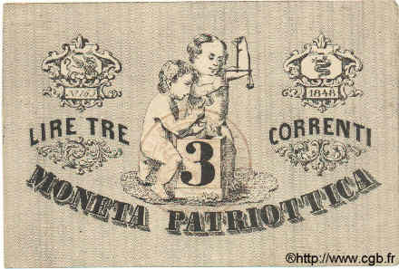 3 Lires ITALY  1848 PS.518 AU