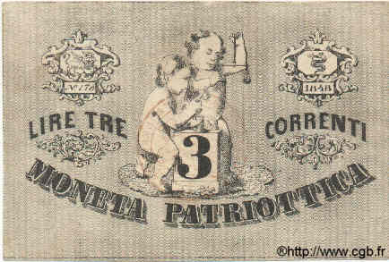 3 Lires ITALY  1848 PS.518 VF+