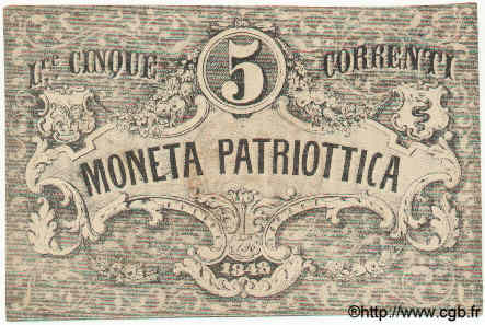 5 Lires ITALY  1848 PS.519 VF