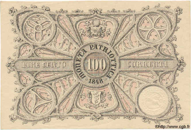 100 Lires ITALIA  1848 PS.521 q.FDC