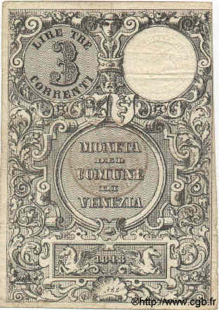 3 Lires ITALY Venise 1848 PS.528 VF