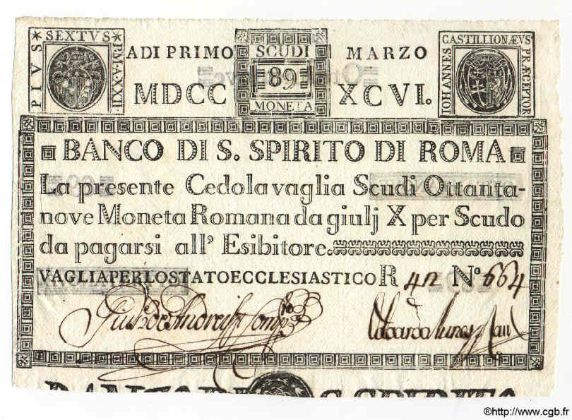 89 Scudi ITALIA  1796 PS.463 SC