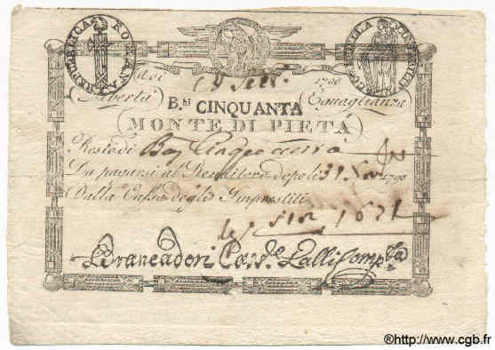50 Bajocchi ITALY  1798 PS.313 VF