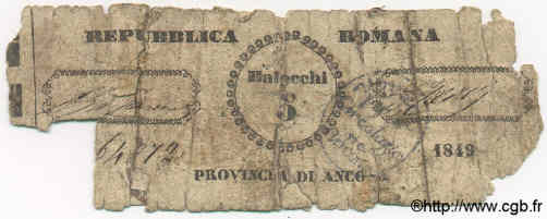 5 Bajocchi ITALY  1849 PS. P