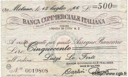 500 Lires ITALY  1966 GME.1216 F - VF