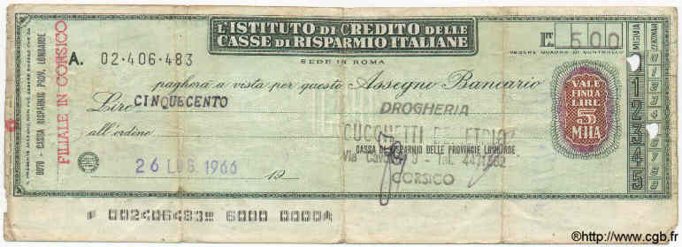 500 Lires ITALY  1966 GME.1258 F-