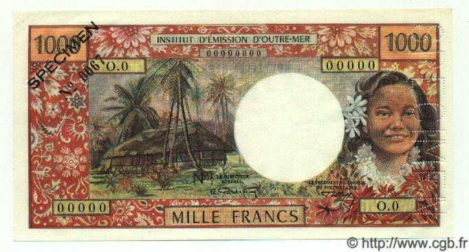 1000 Francs Spécimen NEUE HEBRIDEN  1971 P.17s fST+