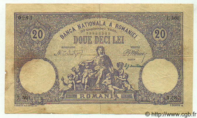 20 Lei ROMANIA  1901 P.016 BB