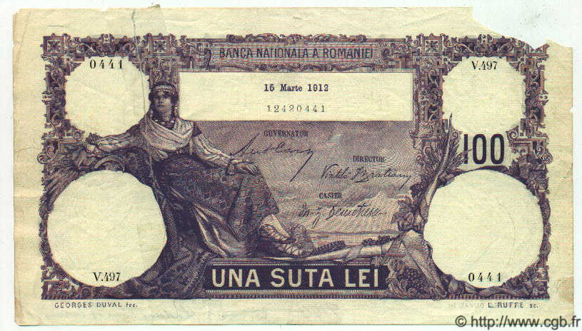 100 Lei ROMANIA  1912 P.021a P