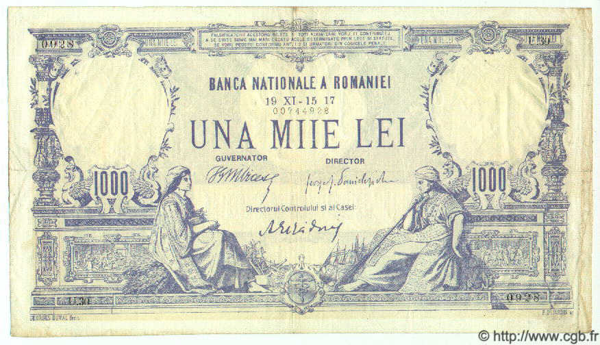 1000 Lei ROMANIA  1917 P.023a BB