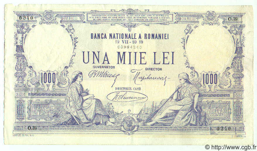1000 Lei RUMANIA  1919 P.023a MBC+ a EBC