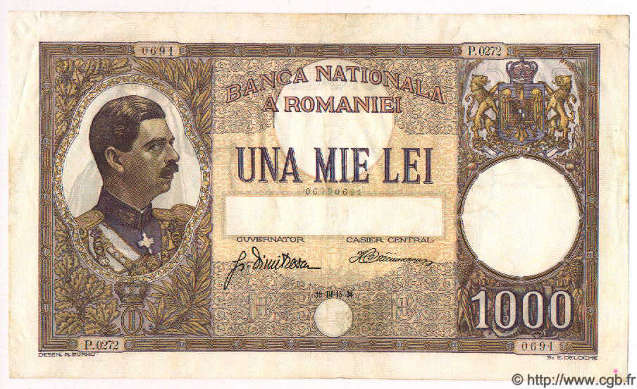 1000 Lei ROMANIA  1934 P.037 BB