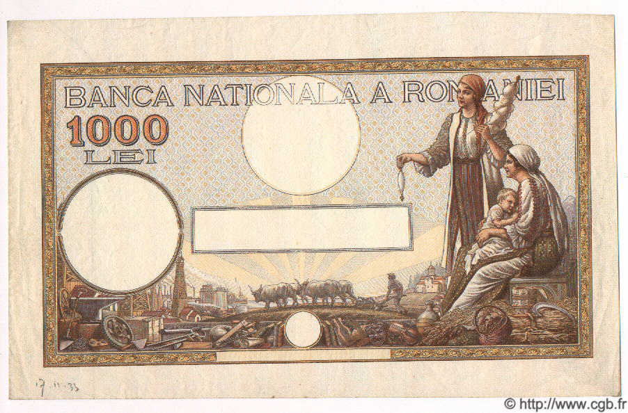 1000 Lei Épreuve ROMANIA  1938 P.037 AU