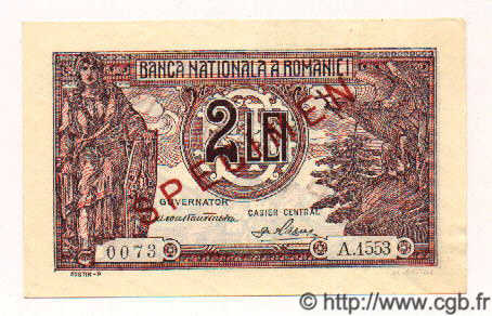 2 Lei Spécimen ROMANIA  1938 P.039s UNC-