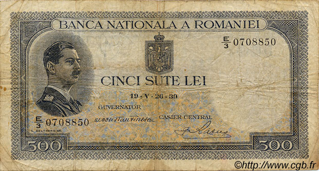 500 Lei RUMANIA  1939 P.043 RC+