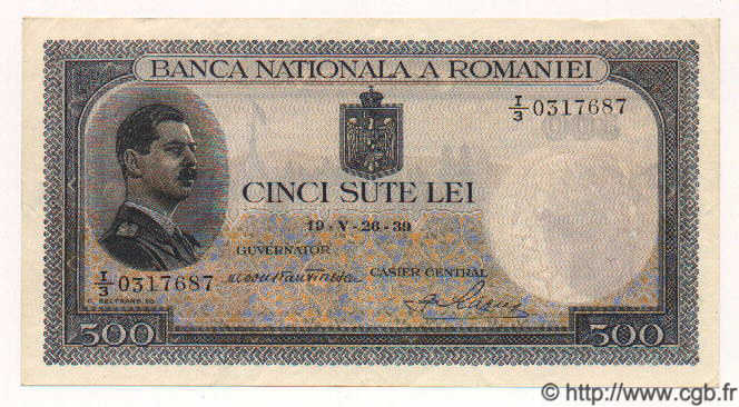 500 Lei ROMANIA  1939 P.043 XF