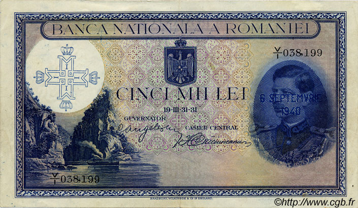 5000 Lei ROMANIA  1940 P.048 VF+