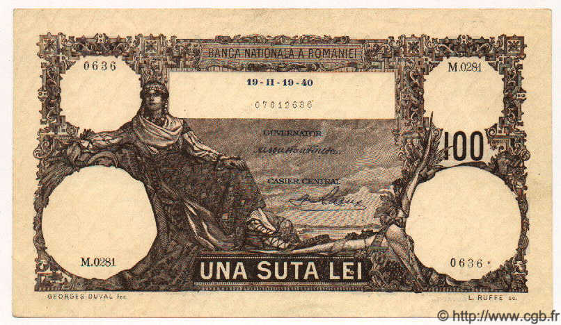 100 Lei RUMANIA  1940 P.050a SC