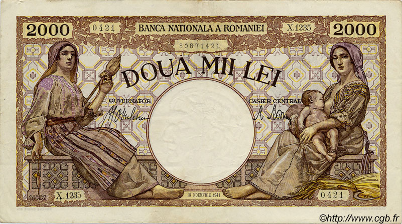 2000 Lei ROMANIA  1941 P.053 q.SPL