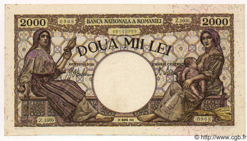 2000 Lei RUMANIA  1943 P.054 EBC