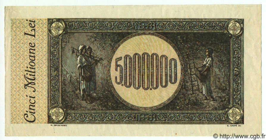 5000000 Lei Épreuve RUMÄNIEN  1947 P.061 fST