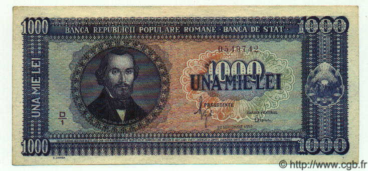 1000 Lei ROMANIA  1950 P.087 AU