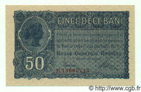 50 Bani ROMANIA  1917 P.M02 UNC