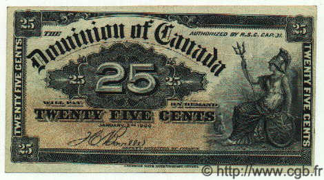 25 Cents CANADA  1900 P.009b q.SPL