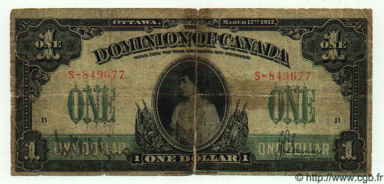 1 Dollar CANADA  1917 P.032c P
