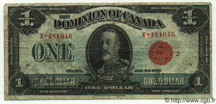 1 Dollar CANADA  1923 P.033e MB