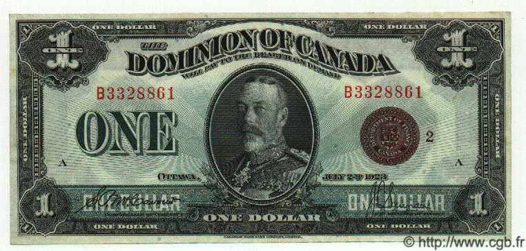 1 Dollar KANADA  1923 P.033f fVZ to VZ