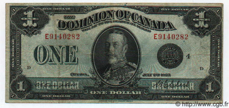 1 Dollar KANADA  1923 P.033j S to SS