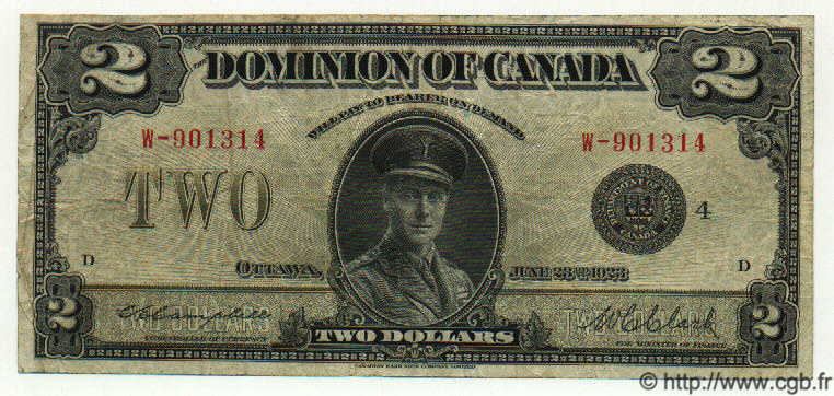 2 Dollars CANADá
  1923 P.034i BC
