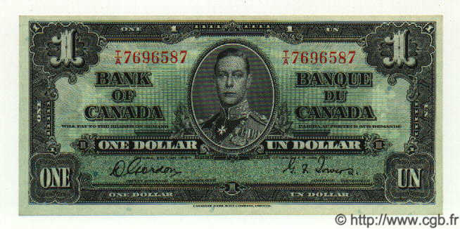 1 Dollar CANADA  1937 P.058b UNC
