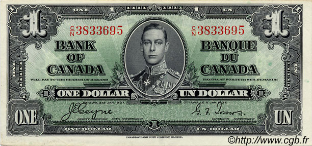 1 Dollar CANADA  1937 P.058e SPL