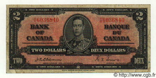 2 Dollars CANADA  1937 P.059a F