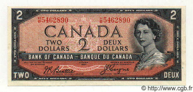 2 Dollars CANADá
  1954 P.067b SC+