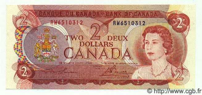 2 Dollars CANADá
  1974 P.086a FDC