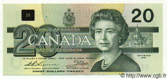 20 Dollars CANADA  1991 P.097a UNC