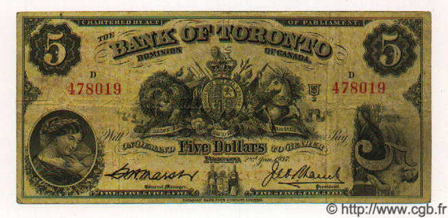 5 Dollars CANADá
  1937 PS.0691 BC+