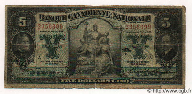 5 Dollars CANADA  1925 PS.0706 q.B
