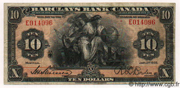 10 Dollars CANADA  1935 PS.0951a MB a BB