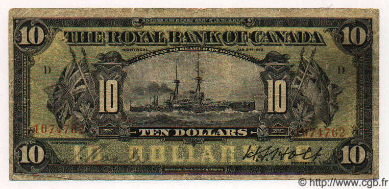 10 Dollars CANADá
  1913 PS.1379 RC